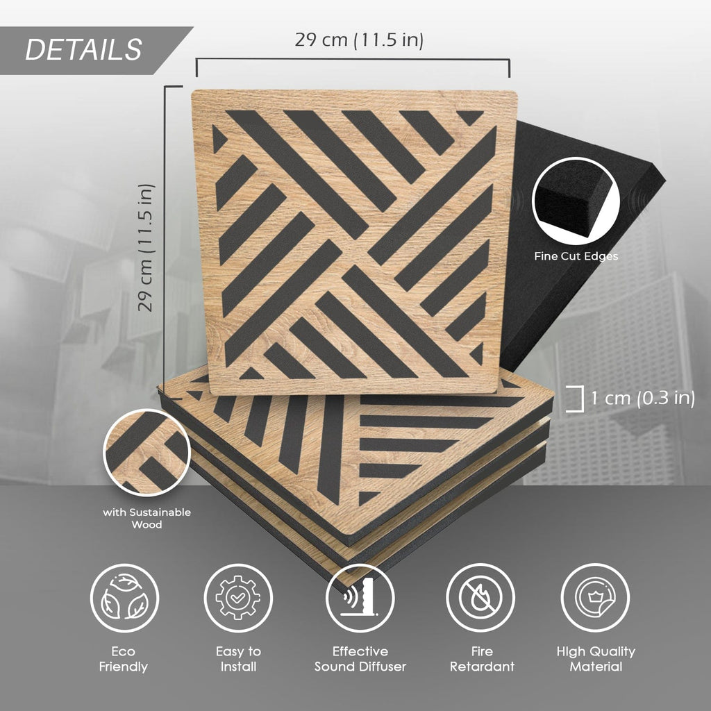 silexofy™ Diffuse PRO Diagonal Square Felt Wooden Panel - KK1308