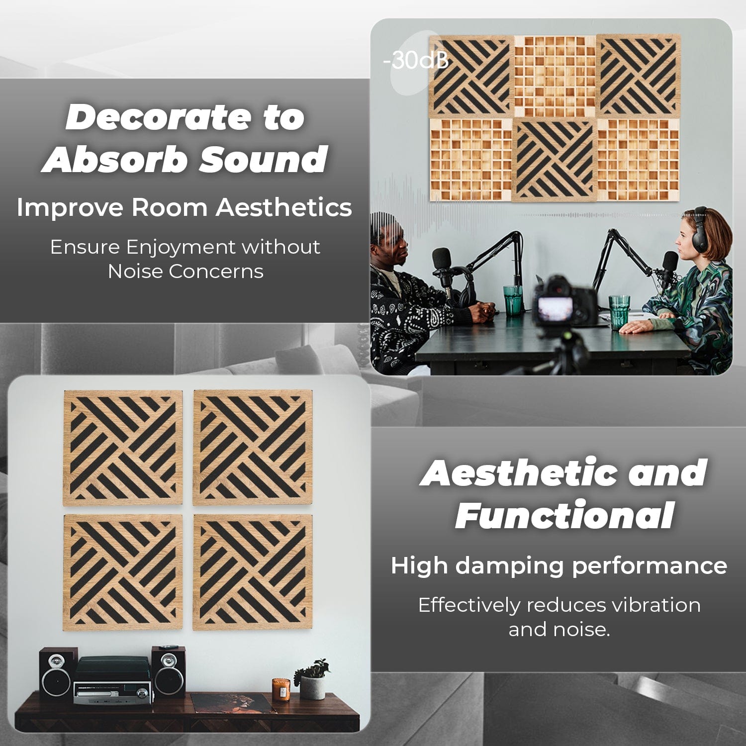 silexofy™ Diffuse PRO Diagonal Square Felt Wooden Panel - KK1308