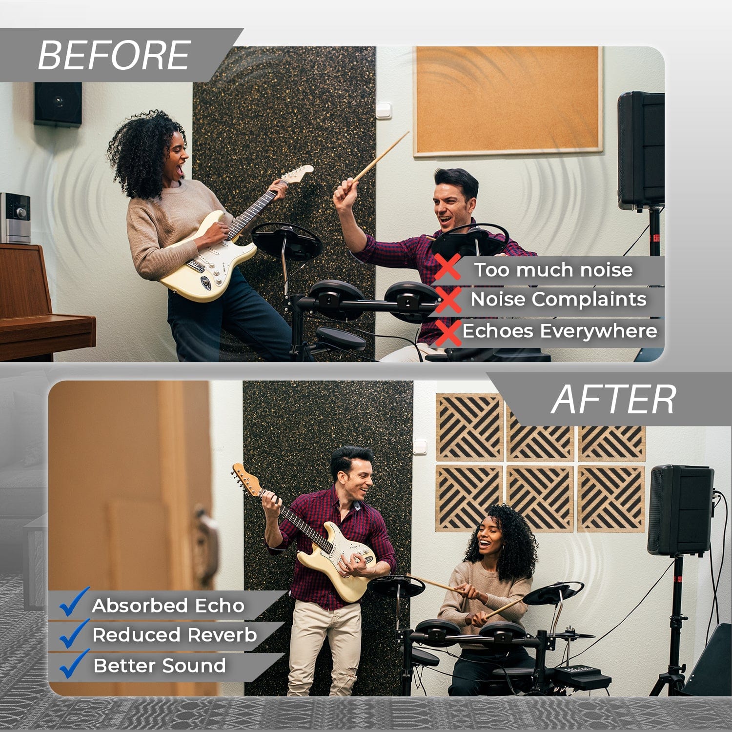 silexofy™ Diffuse PRO Diagonal Square Felt Wooden Panel - KK1308