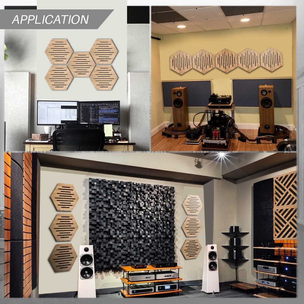 silexofy™ Diffuse PRO Waves Hexagon Felt Wooden Panel - KK1416