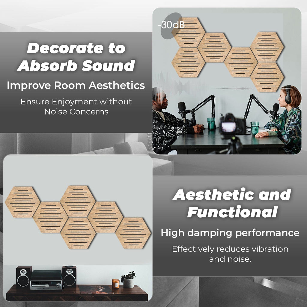 silexofy™ Diffuse PRO Isometric Triangle Hexagon Felt Wooden Panel - KK1417
