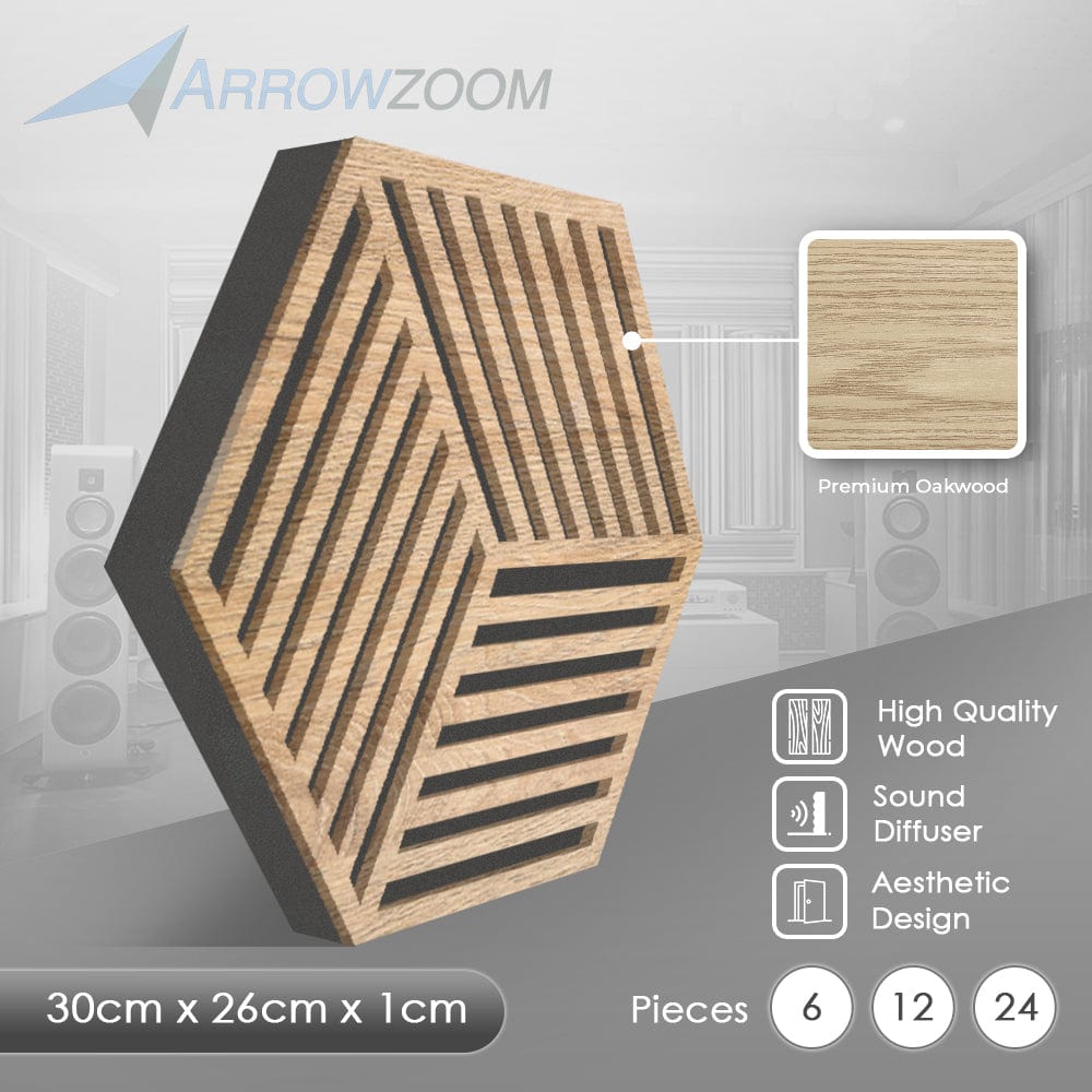 silexofy™ Diffuse PRO Isometric Lines Hexagon Felt Wooden Panel - KK1418
