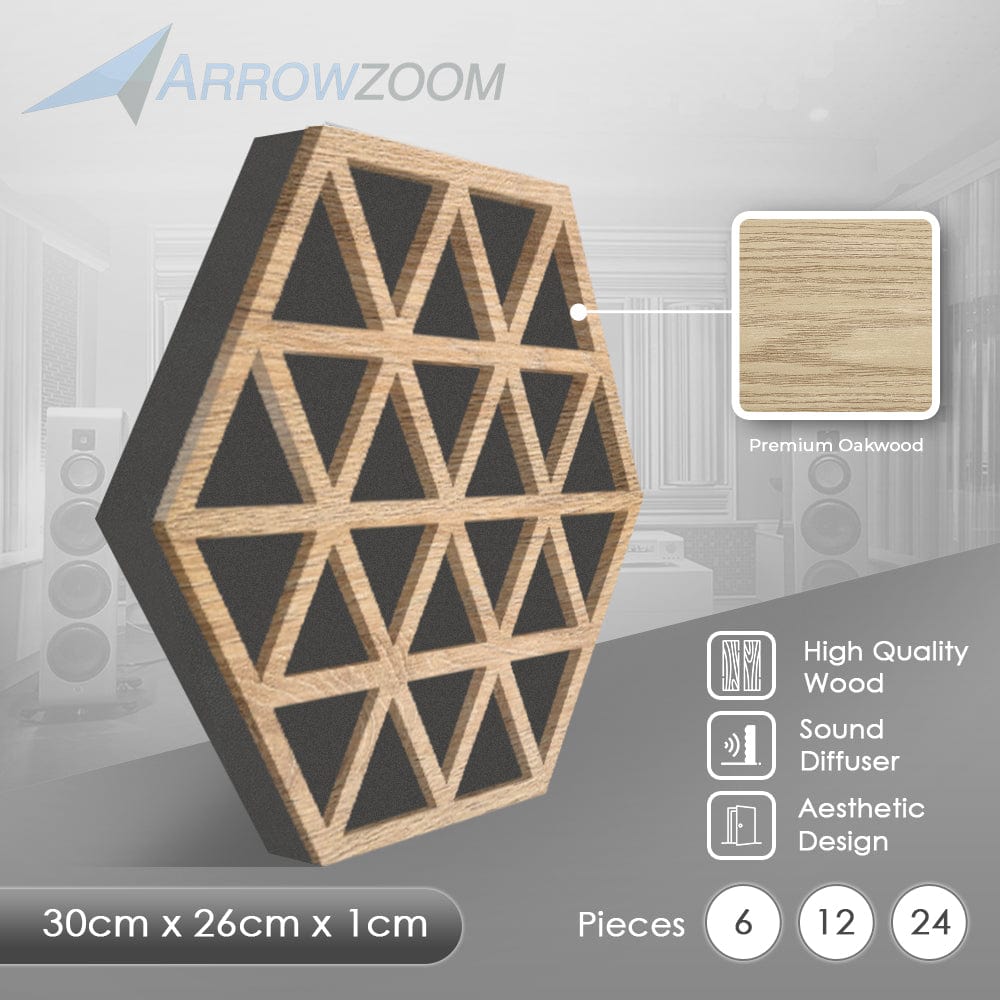 silexofy™ Diffuse PRO Isometric Triangle Hexagon Felt Wooden Panel - KK1417