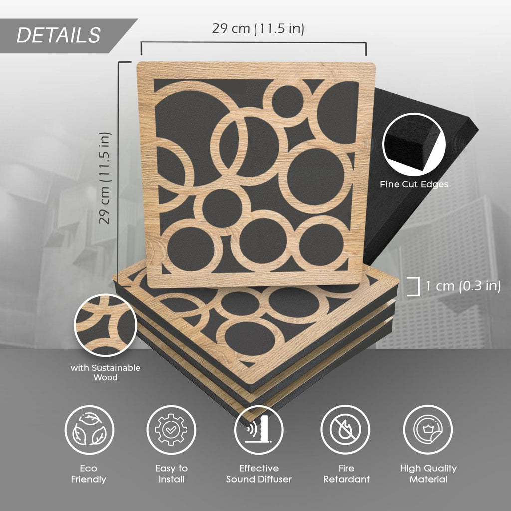 silexofy™ Diffuse PRO Orbit Square Felt Wooden Panel - KK1307