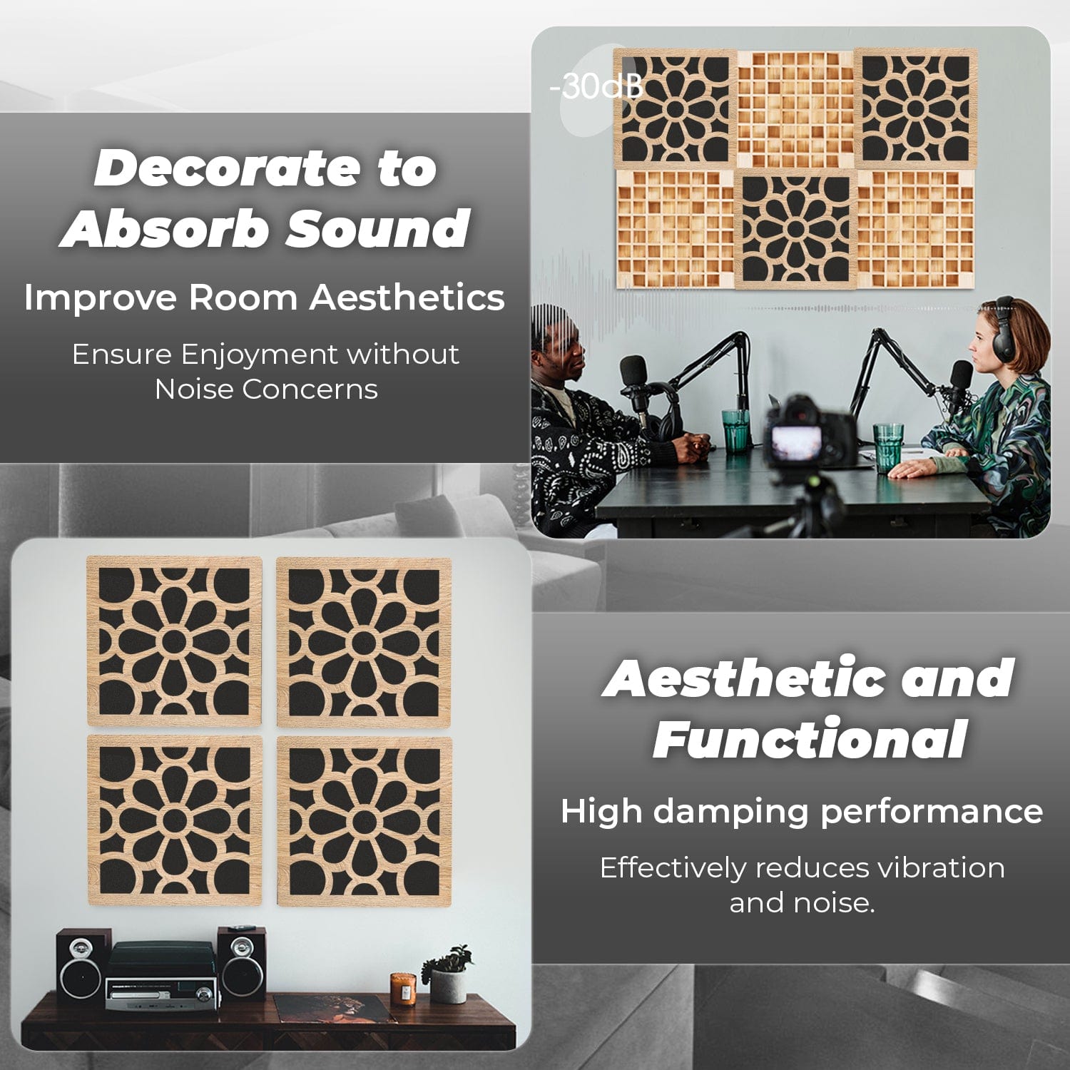 silexofy™ Diffuse PRO Royal Petals Square Felt Wooden Panel - KK1309