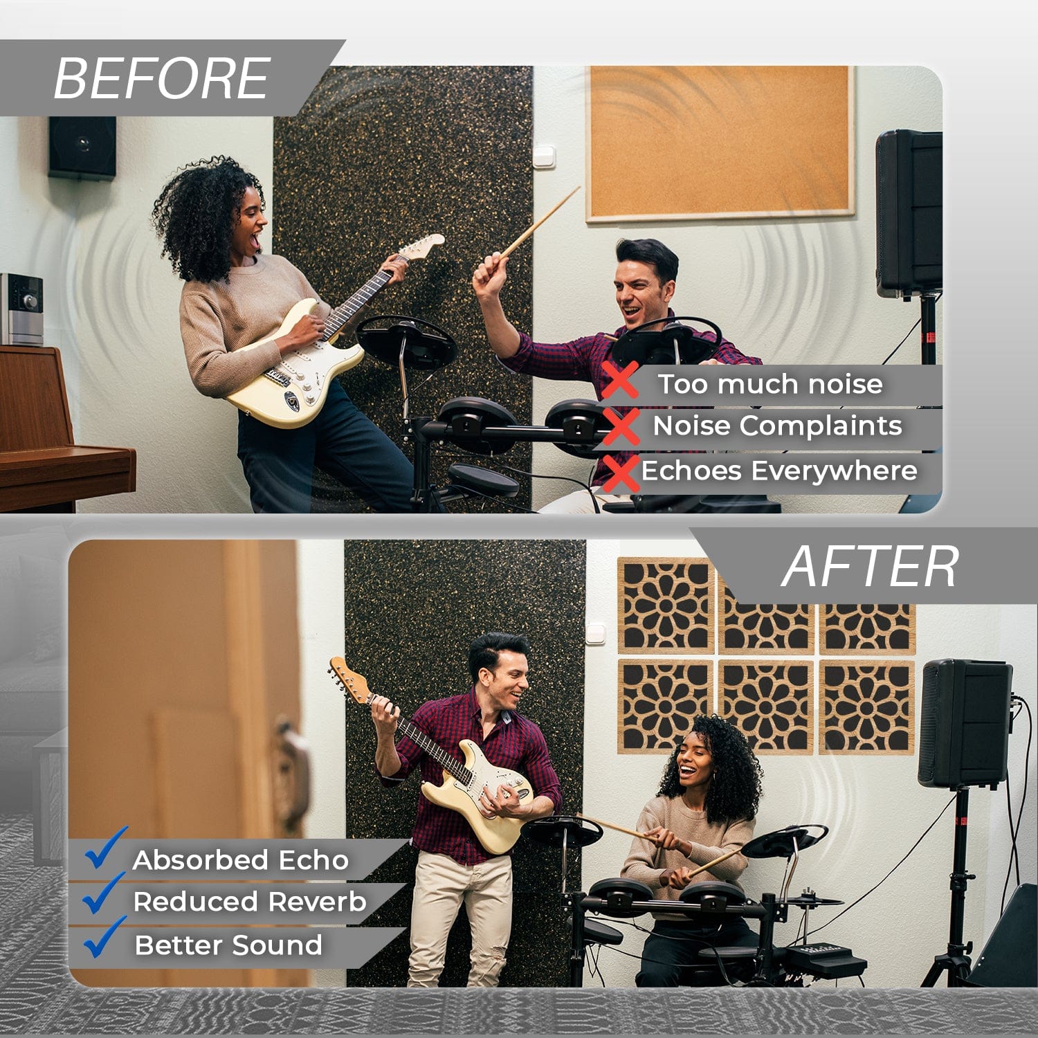 silexofy™ Diffuse PRO Royal Petals Square Felt Wooden Panel - KK1309
