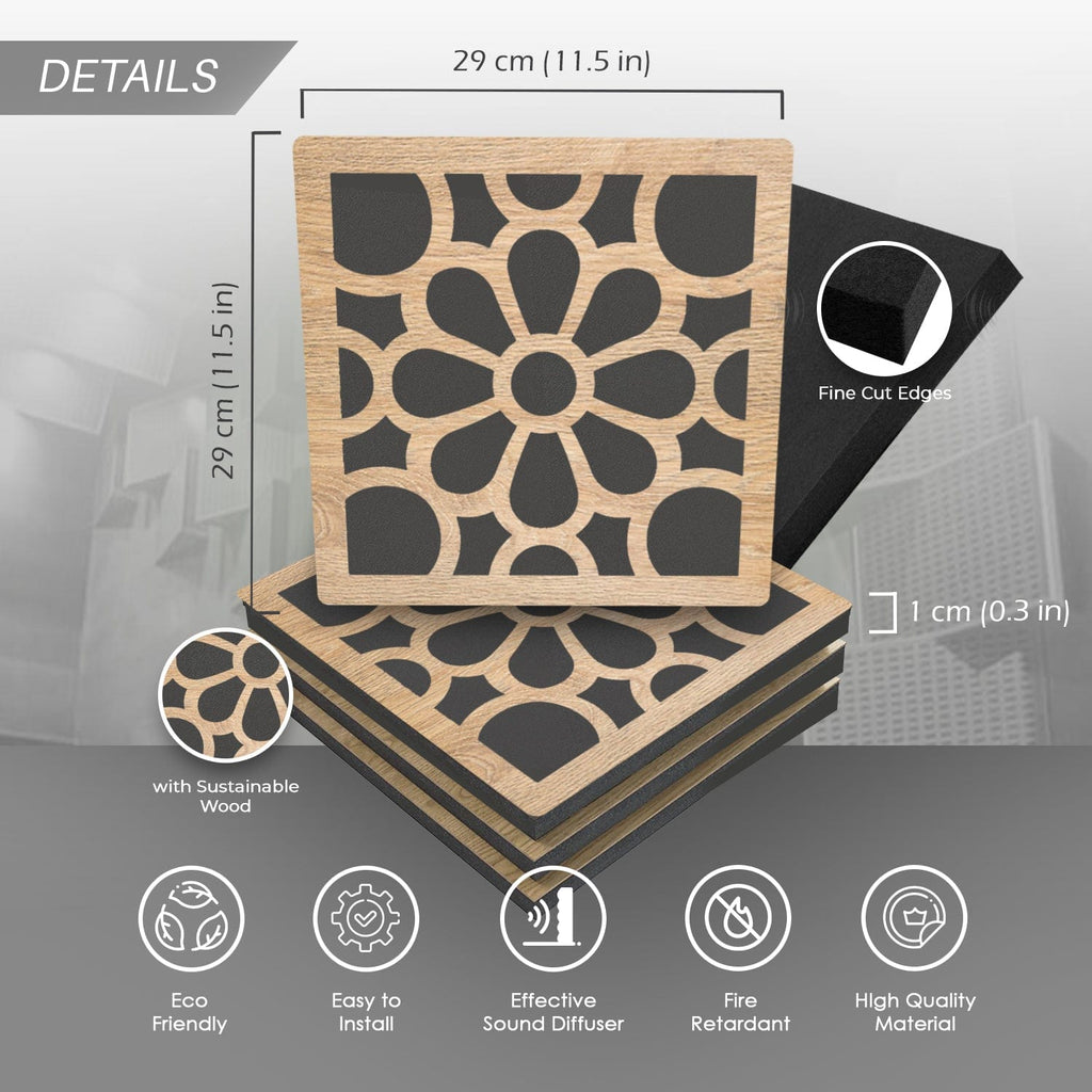 silexofy™ Diffuse PRO Royal Petals Square Felt Wooden Panel - KK1309