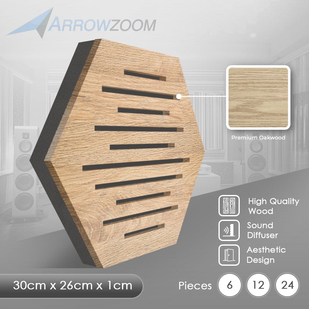 silexofy™ Diffuse PRO Waves Hexagon Felt Wooden Panel - KK1416